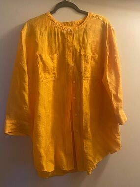Westbound Bright Yellow Button-Front Blouse